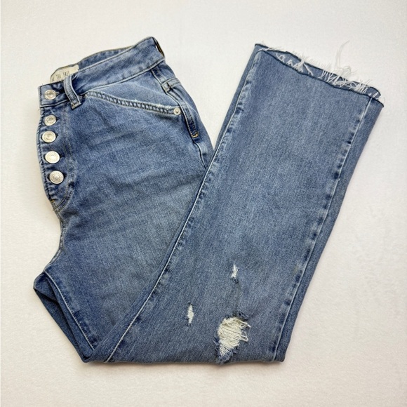 We The Free Denim - We The Free Size 27 Wide Leg Blue Jeans with Distressed Detail